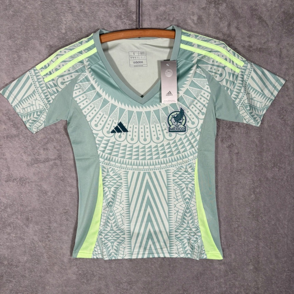 Adidas Mexico 2024 Away Jersey Womens Small Slim Fit Mint Green Soccer Shirt NEW